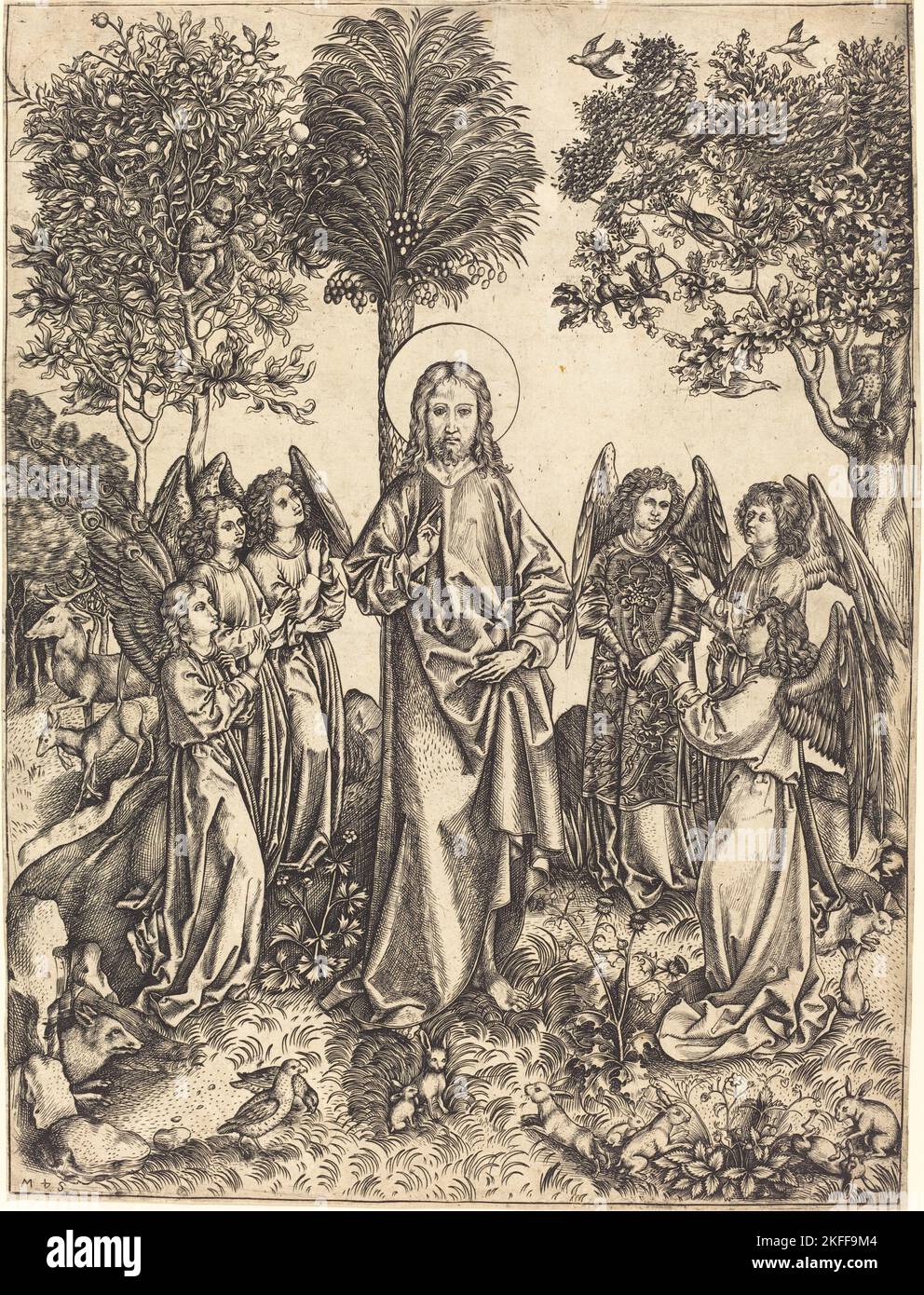 Christ in the Wilderness Served by Angels, c. 1480/1490. Stock Photo