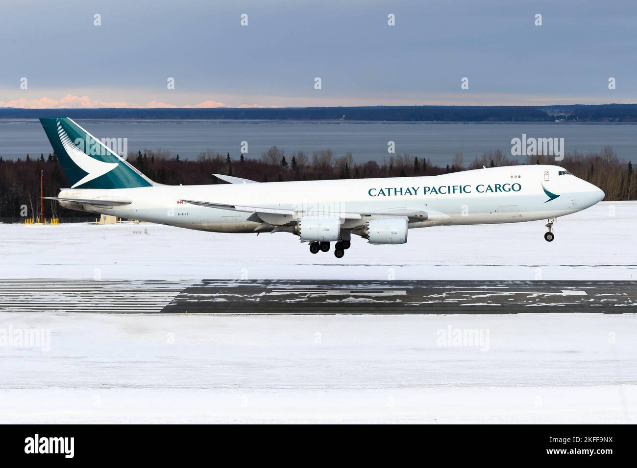 Cathay Pacific Cargo Boeing 747 freighter plane landing. Large cargo
