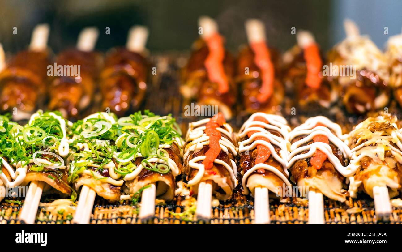 Traditional Japanese street food in Tokyo city, Japan Stock Photo