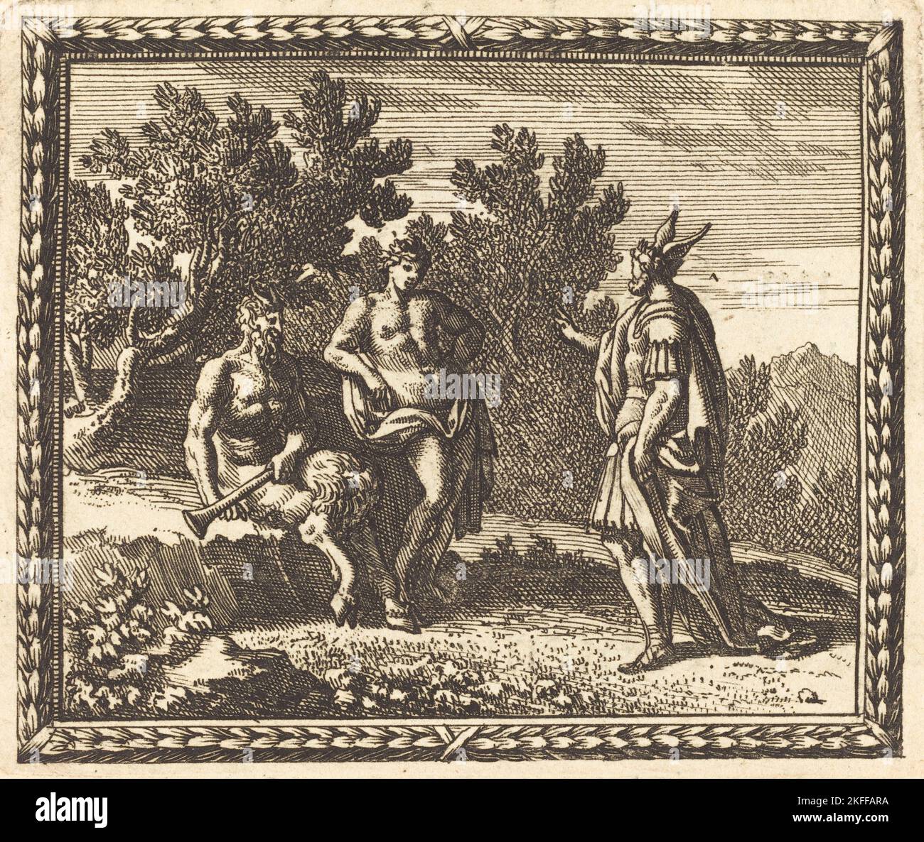 Midas with Apollo and Pan, published 1676 Stock Photo - Alamy