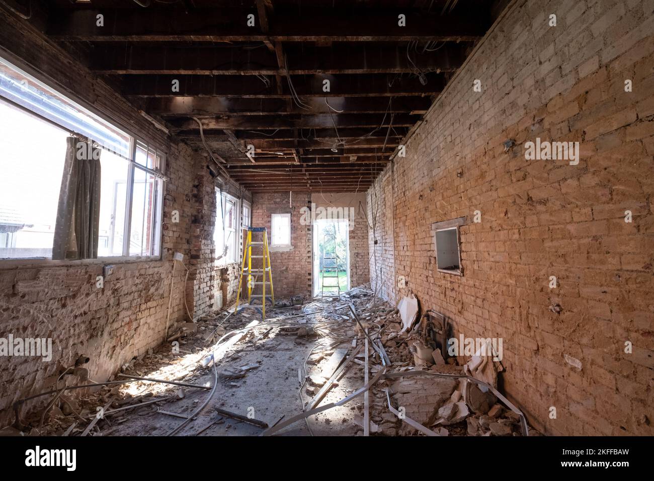 Building work underway in a suburban Edwardian house in Pinner