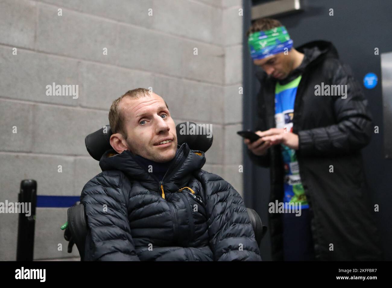 Former Leeds Rhinos player Rob Burrow (left) supports Kevin Sinfield ...