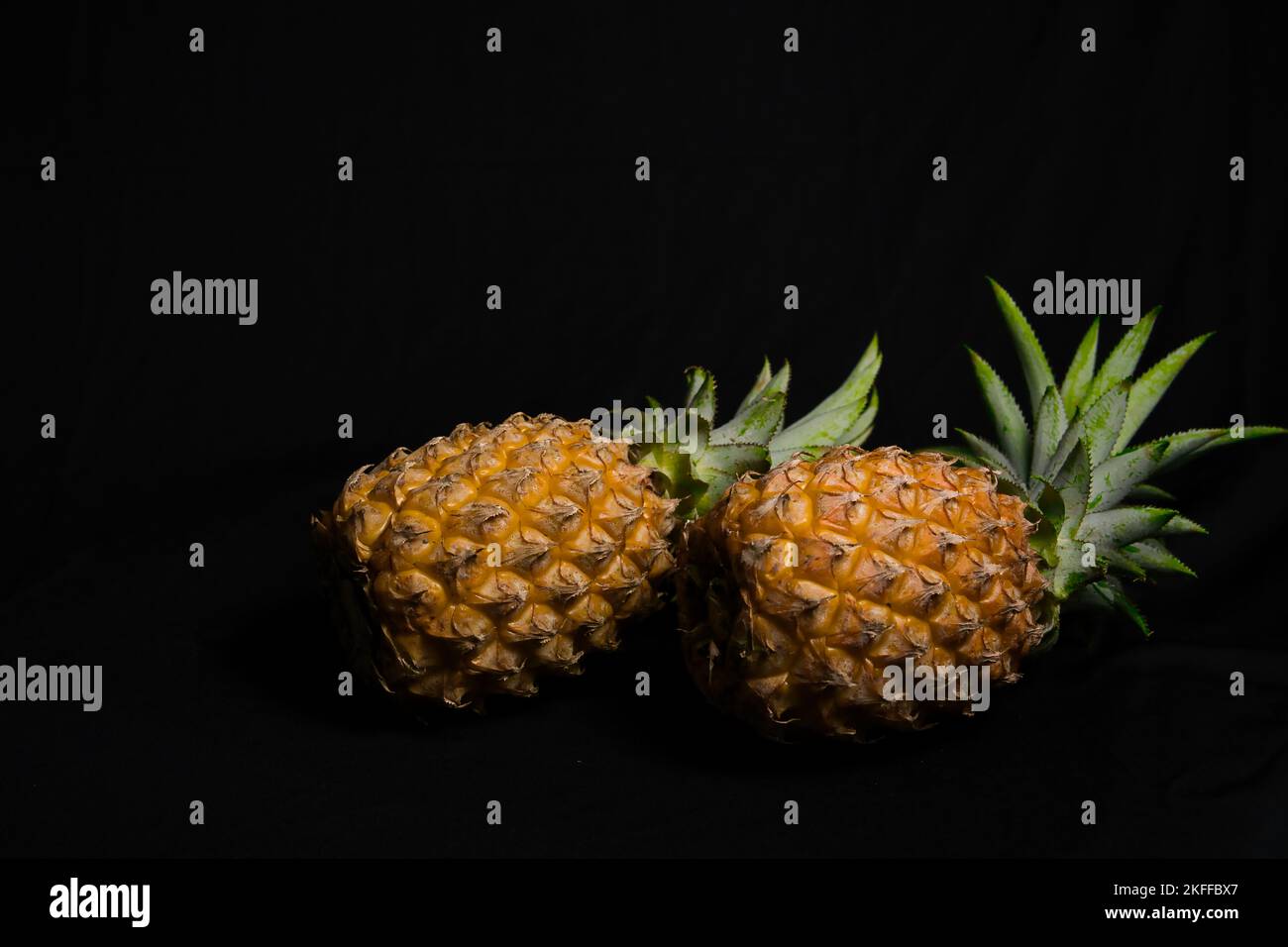 Pineapple on Black background Stock Photo