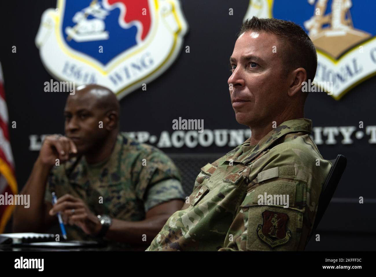 U.S. Air Force Col. Pete Boone, Commander, 156th Wing, and U.S. Marine