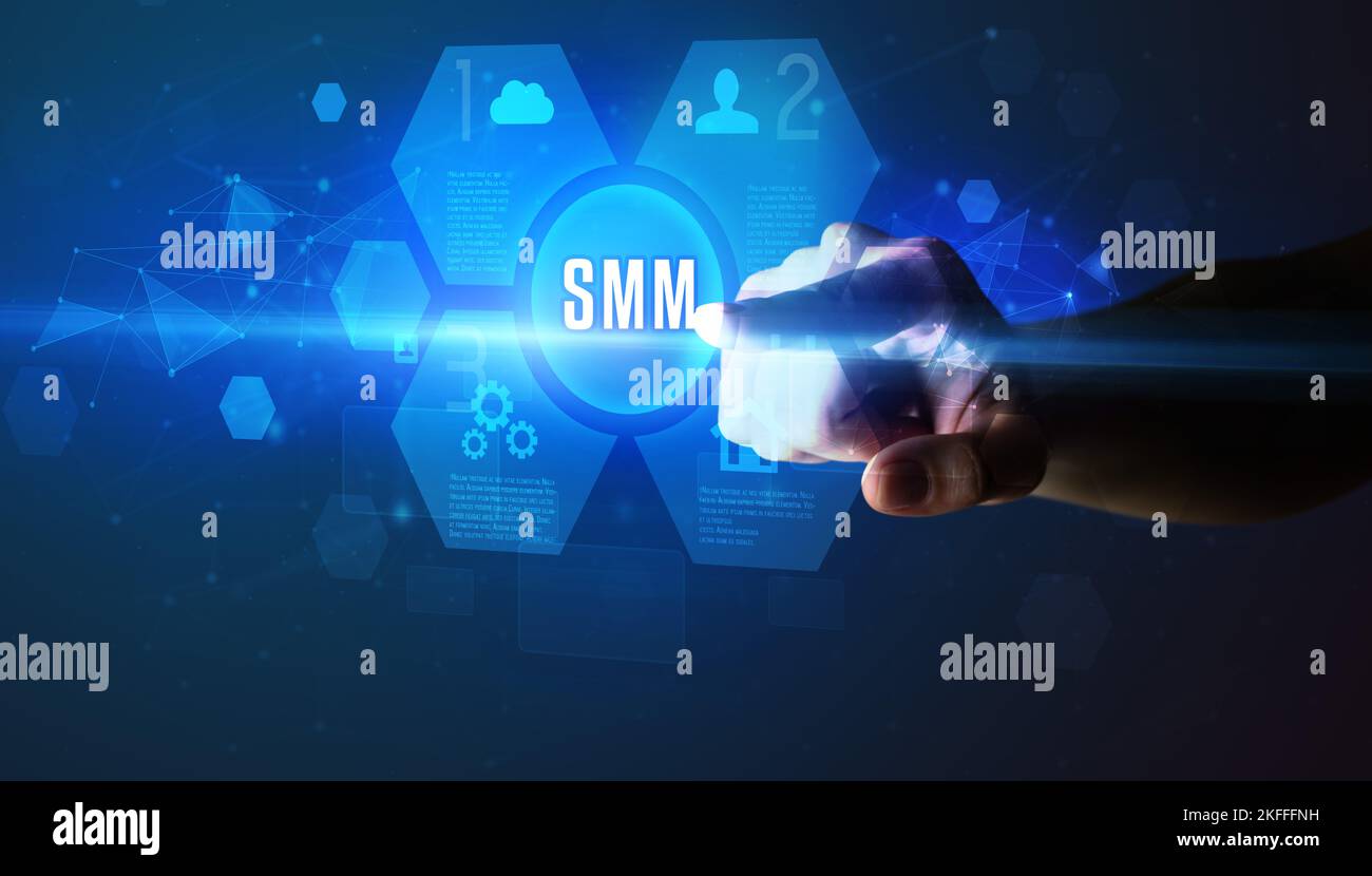 Hand touching digital button concept Stock Photo - Alamy