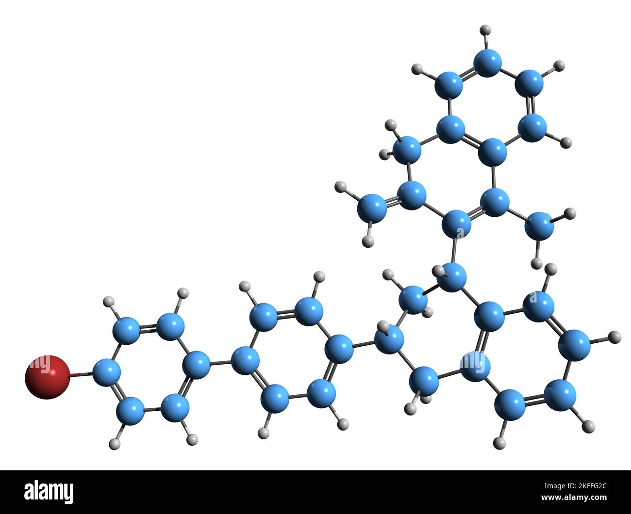 3D image of Brodifacoum skeletal formula - molecular chemical structure of anticoagulant poison  rodenticide isolated on white background Stock Photo
