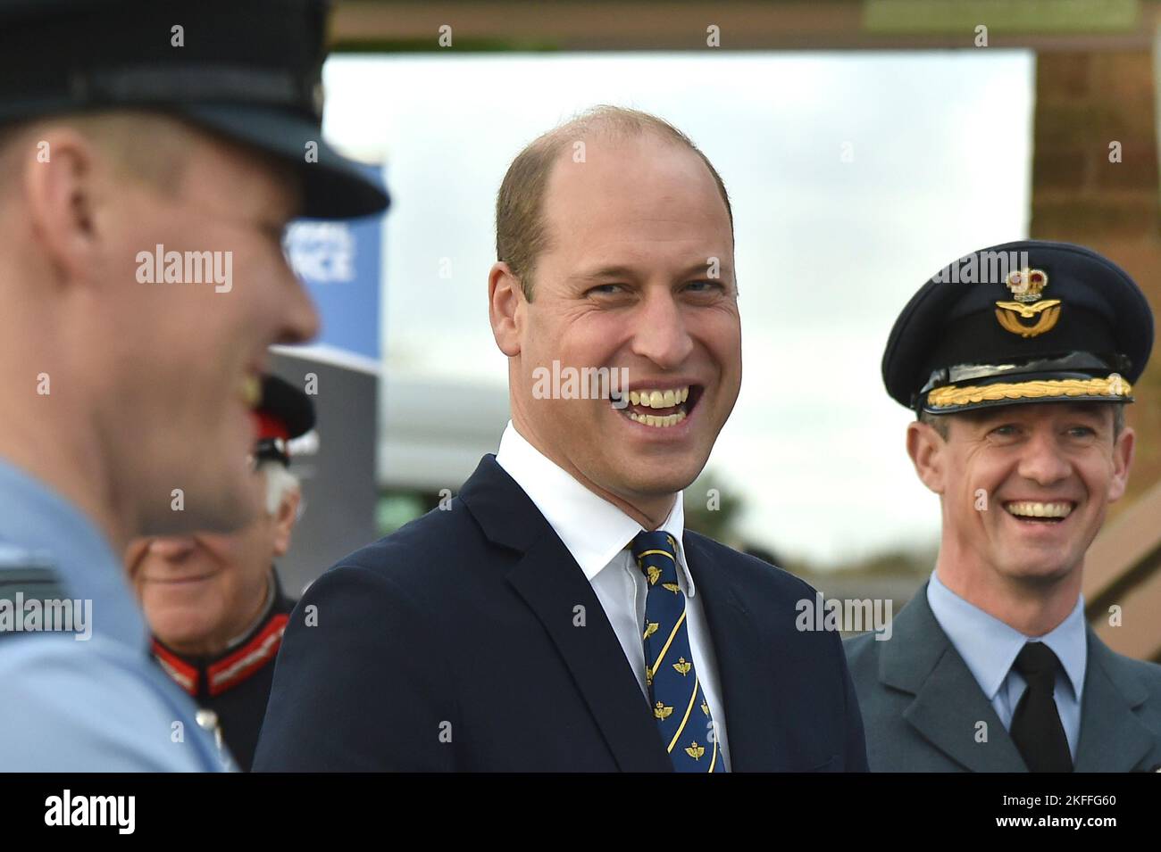 The Prince of Wales during a visit to RAF Coningsby, Lincolnshire, to learn about future technological innovations and open a new boxing club. Picture date: Friday November 18, 2022. Stock Photo