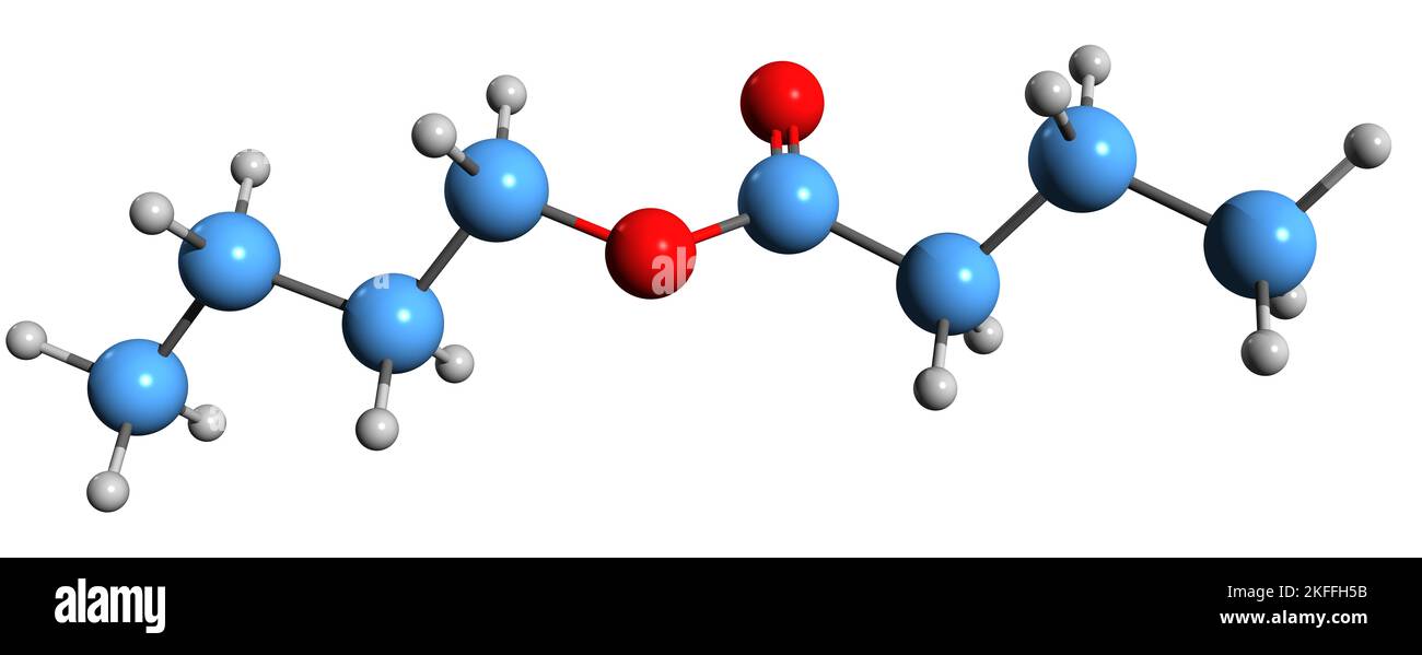 3D image of Butyl butyrate skeletal formula - molecular chemical ...