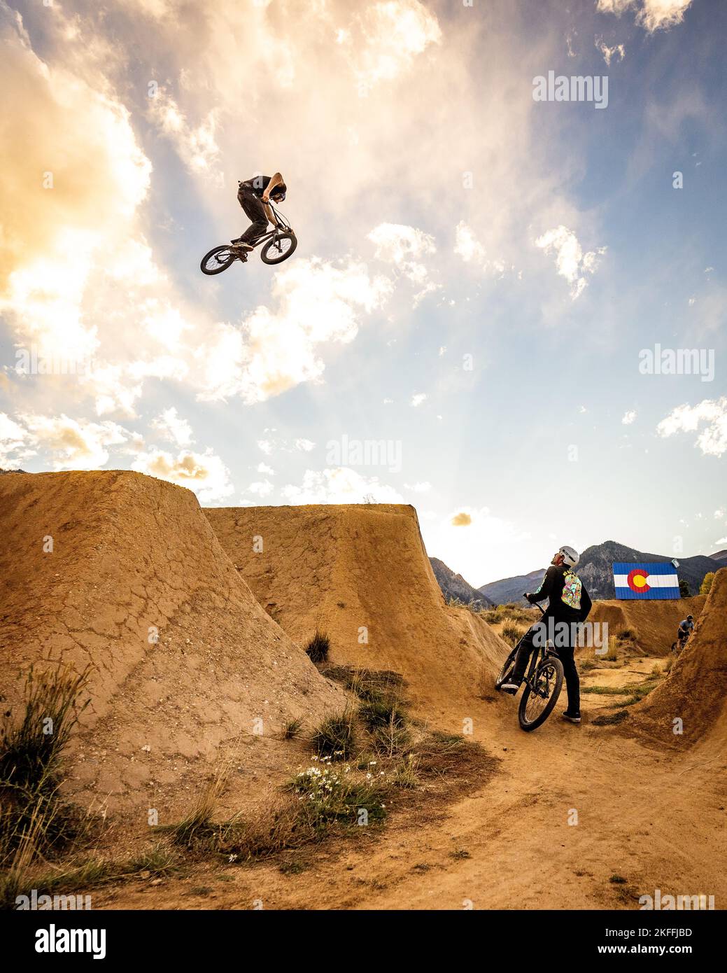 A freeride athlete competing at 2022 Proving Grounds Mountain Bike ...