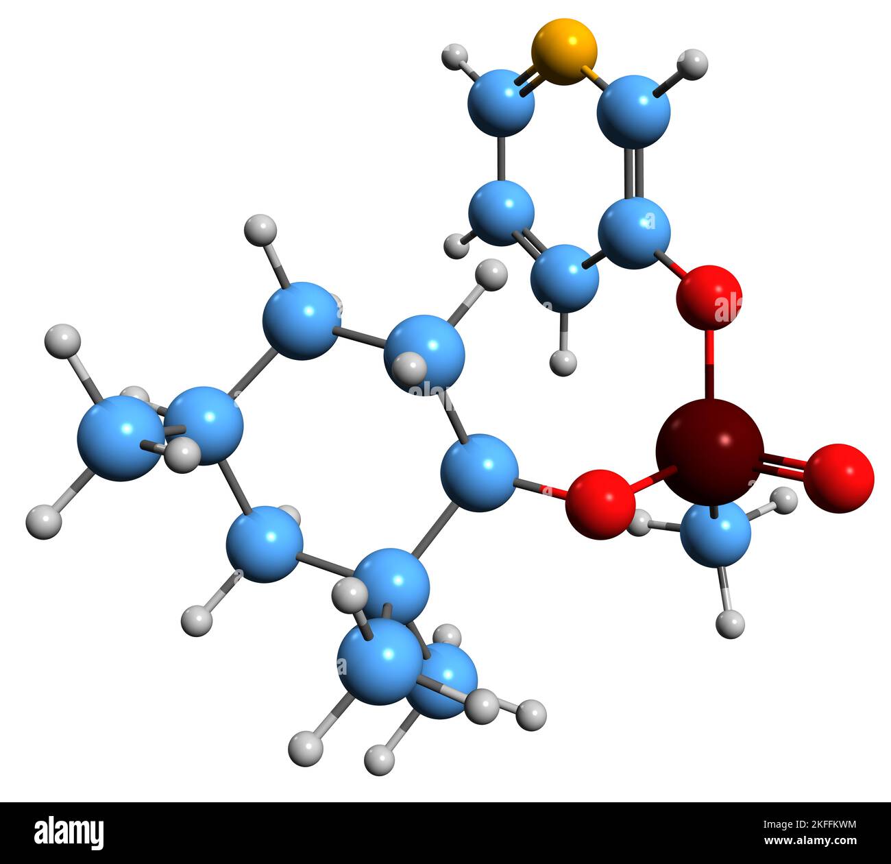 3D image of nerve agent VP skeletal formula molecular chemical structure of extremely toxic