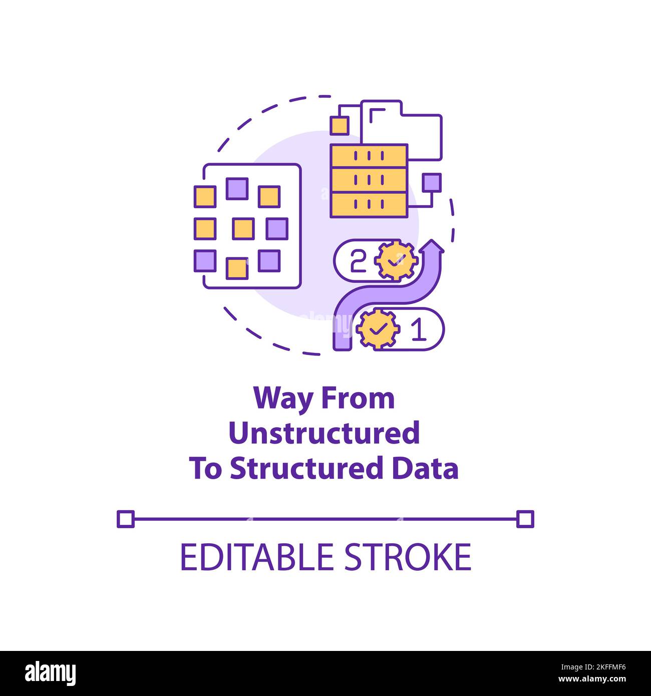 Way from unstructured to structured data concept icon Stock Vector ...