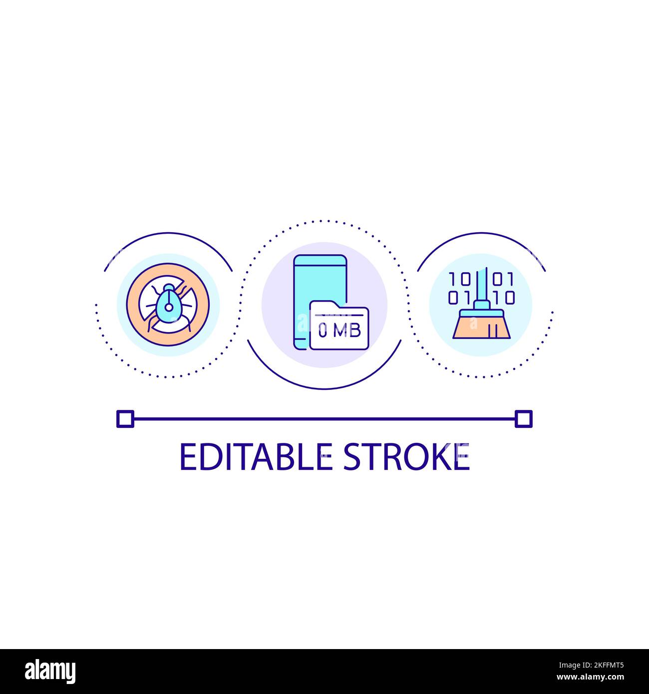 Remove smartphone viruses loop concept icon Stock Vector