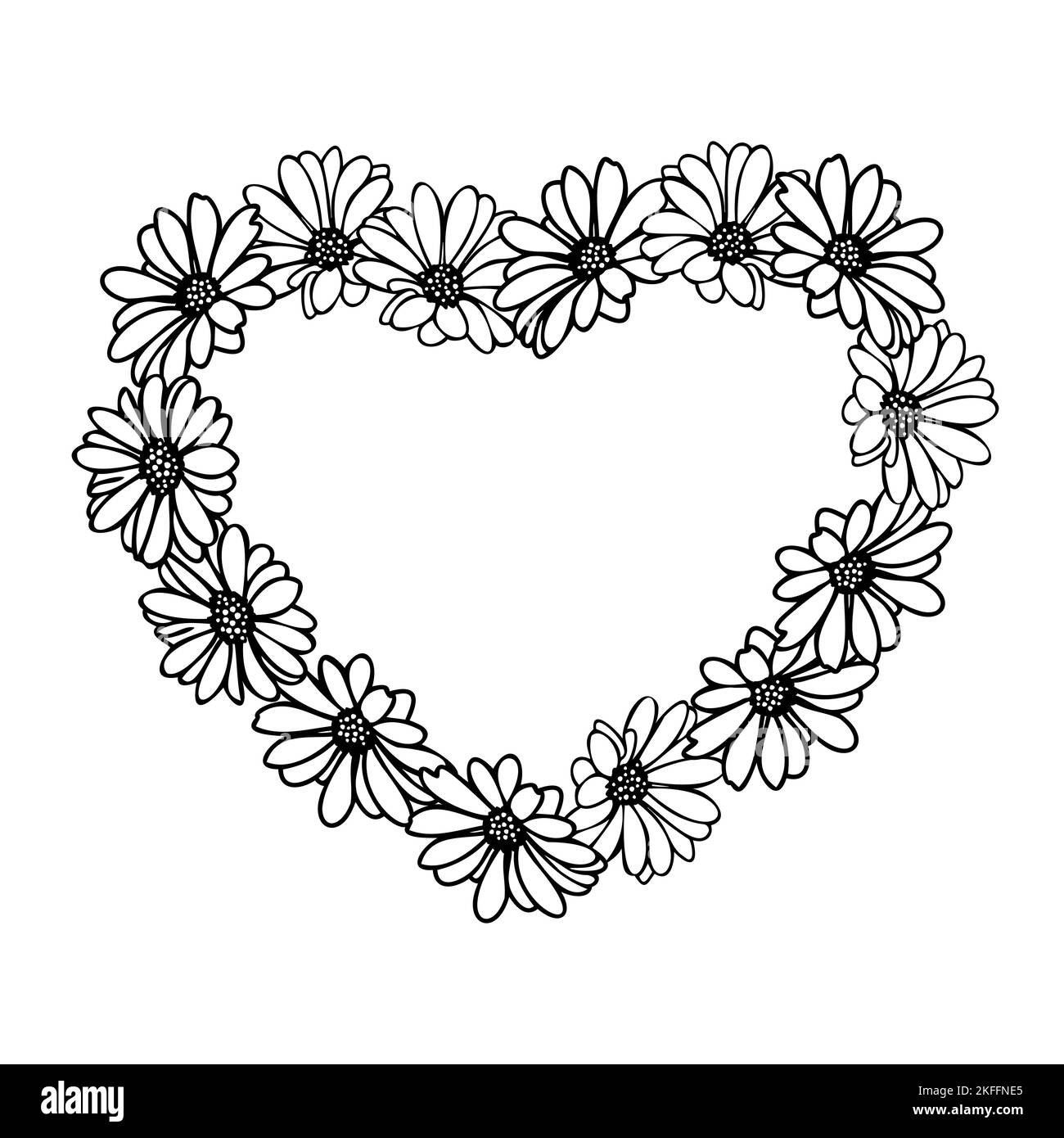 Valentines day floral heart frame with daisy flower Stock Vector