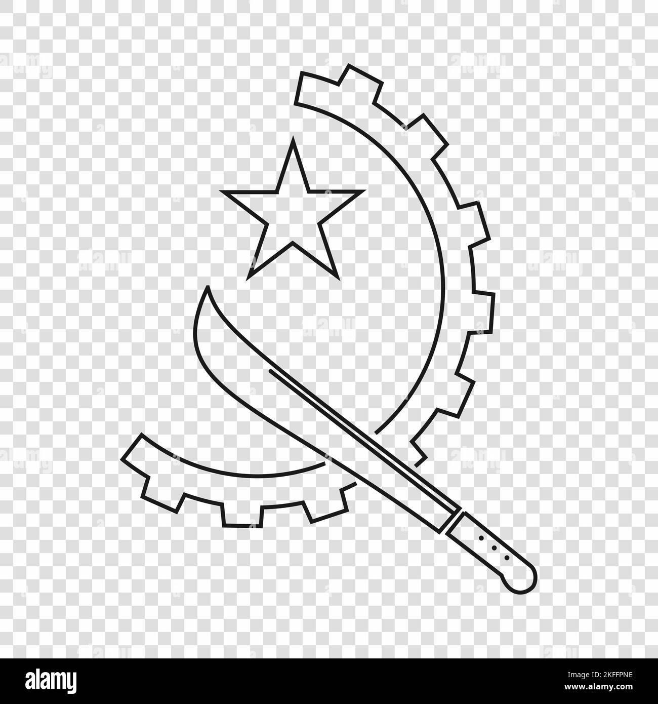 Thin line emblem of Angola. National symbol on transparent background