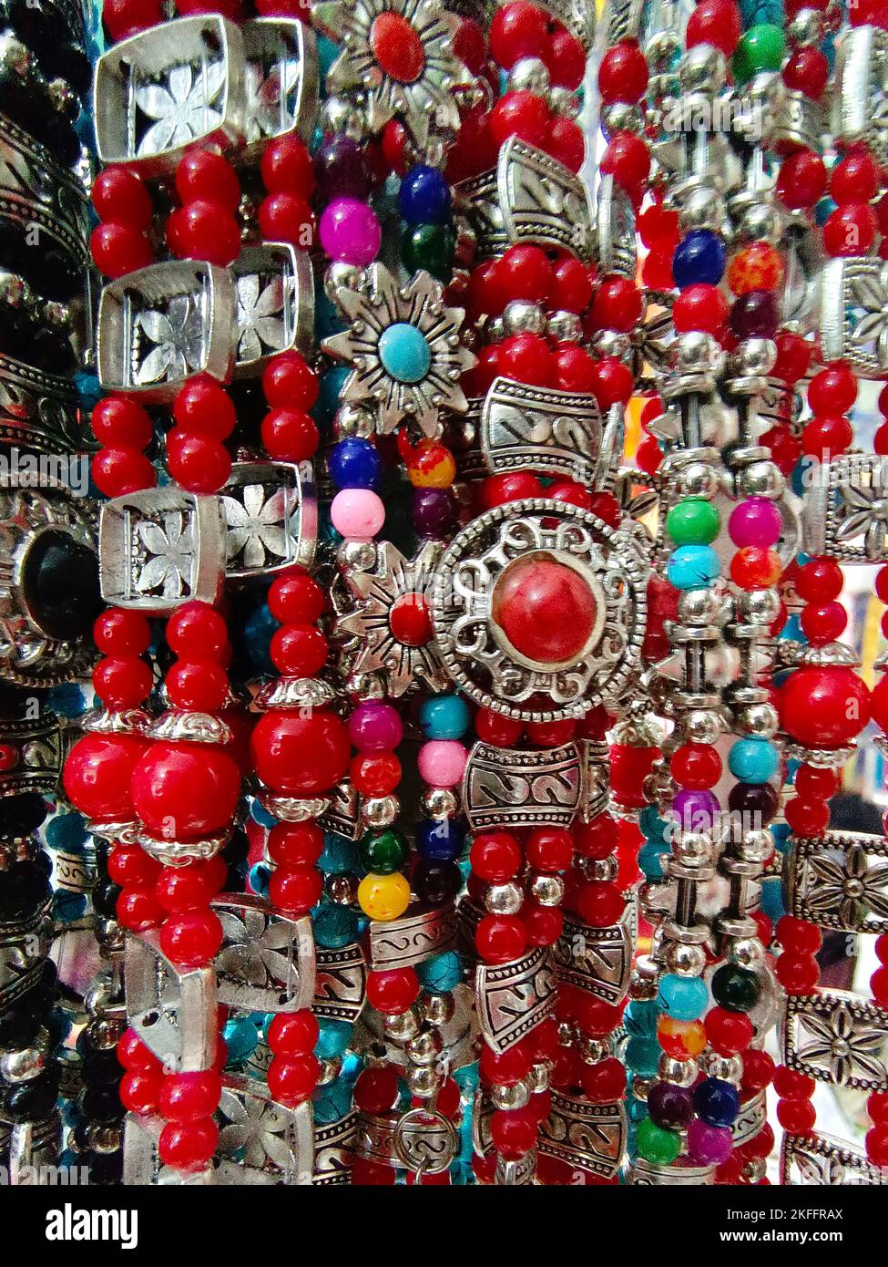 17 June 2022, Sikkim, India, Collection of colourful keychain