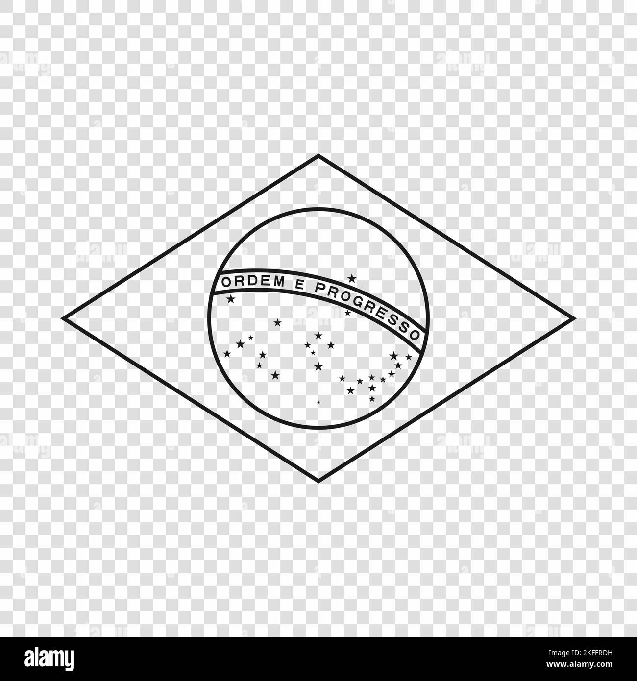 Thin line emblem of Brazil. National symbol on transparent background