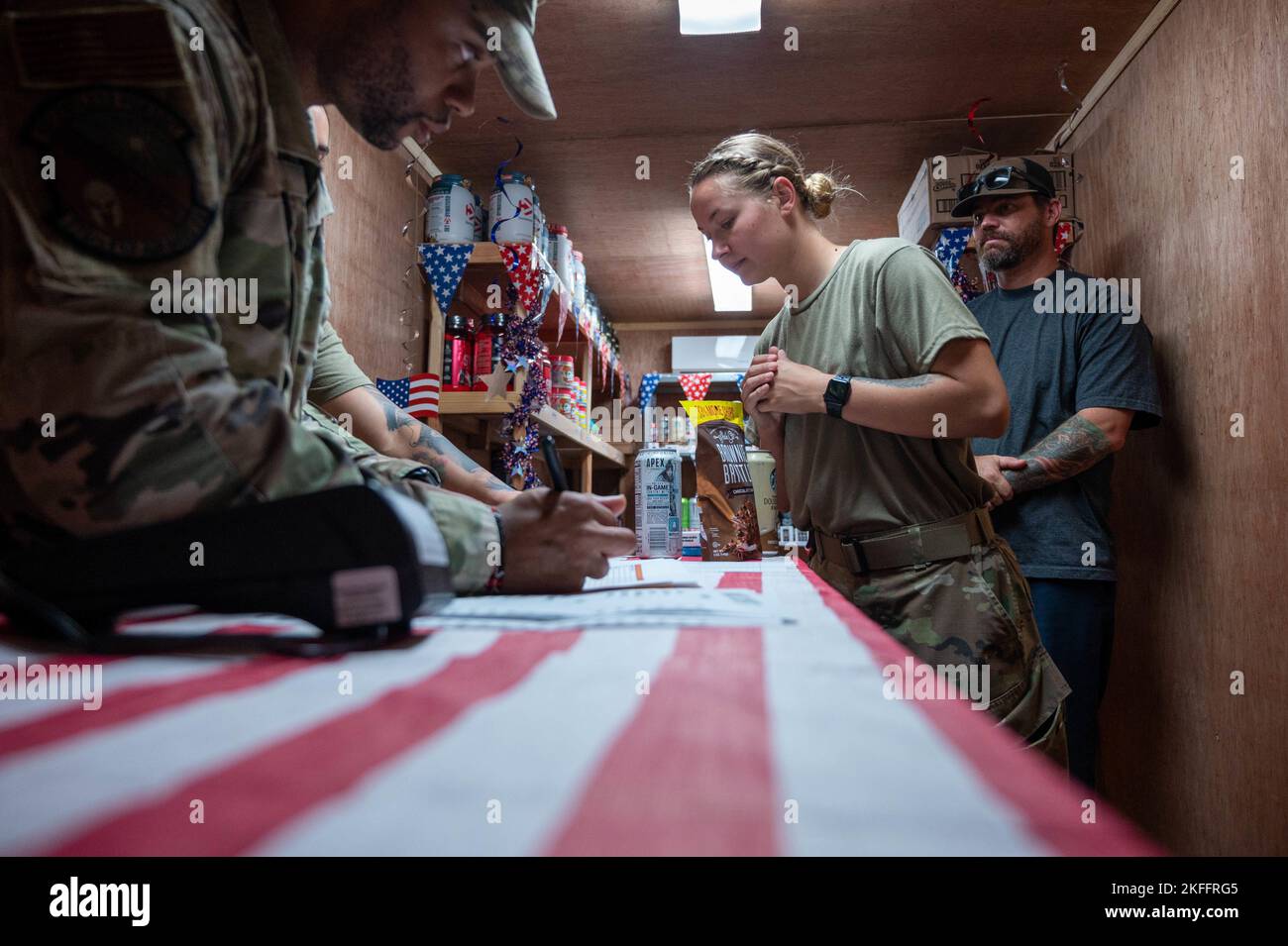 First customers shop and buy items in the Army and Air Force Exchange