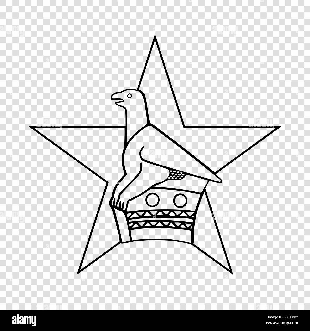 Thin line emblem of Zimbabwe. National symbol on transparent background