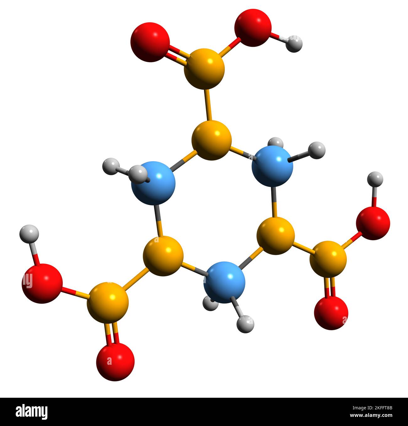 3D image of hexogen skeletal formula - molecular chemical structure of Trimethylenetrinitramine isolated on white background Stock Photo