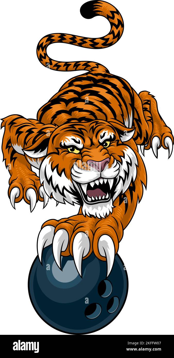 Tiger Bowling Ball Animal Sports Team Mascot Stock Vector Image & Art
