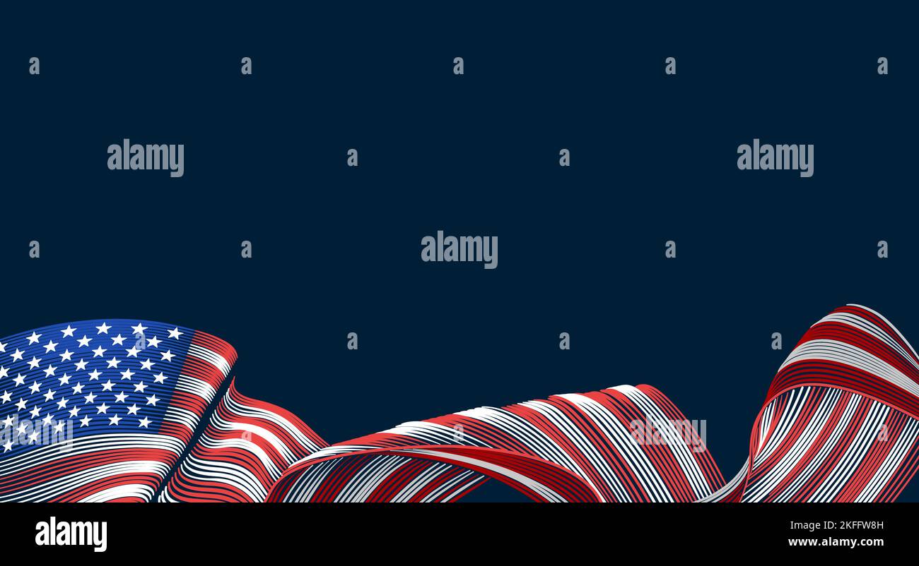 American Flag Engraved Vintage Woodcut Style Stock Vector Image & Art ...