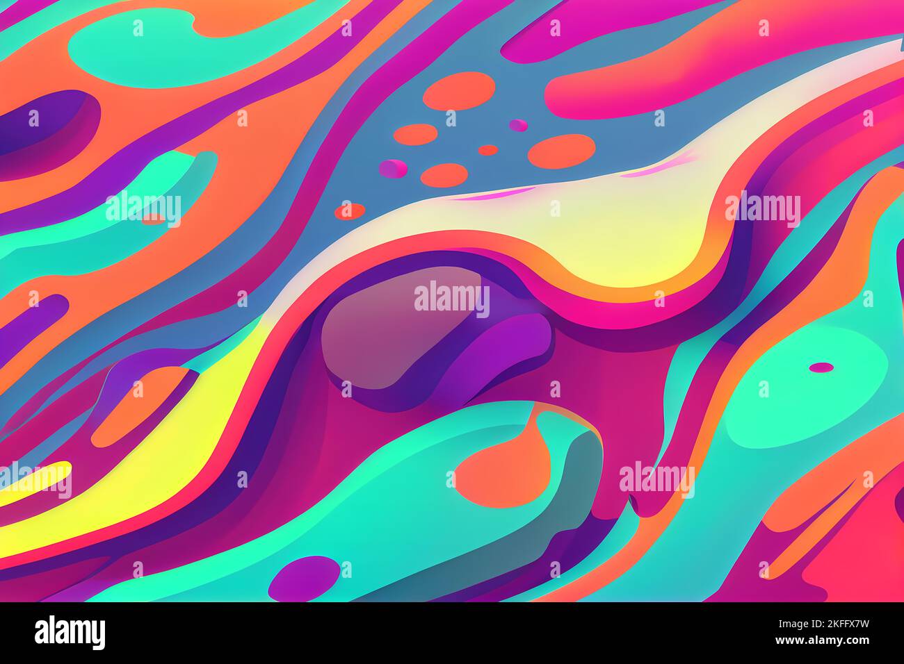 Vibrant wavy liquid fluid cartoon abstract background Stock Photo