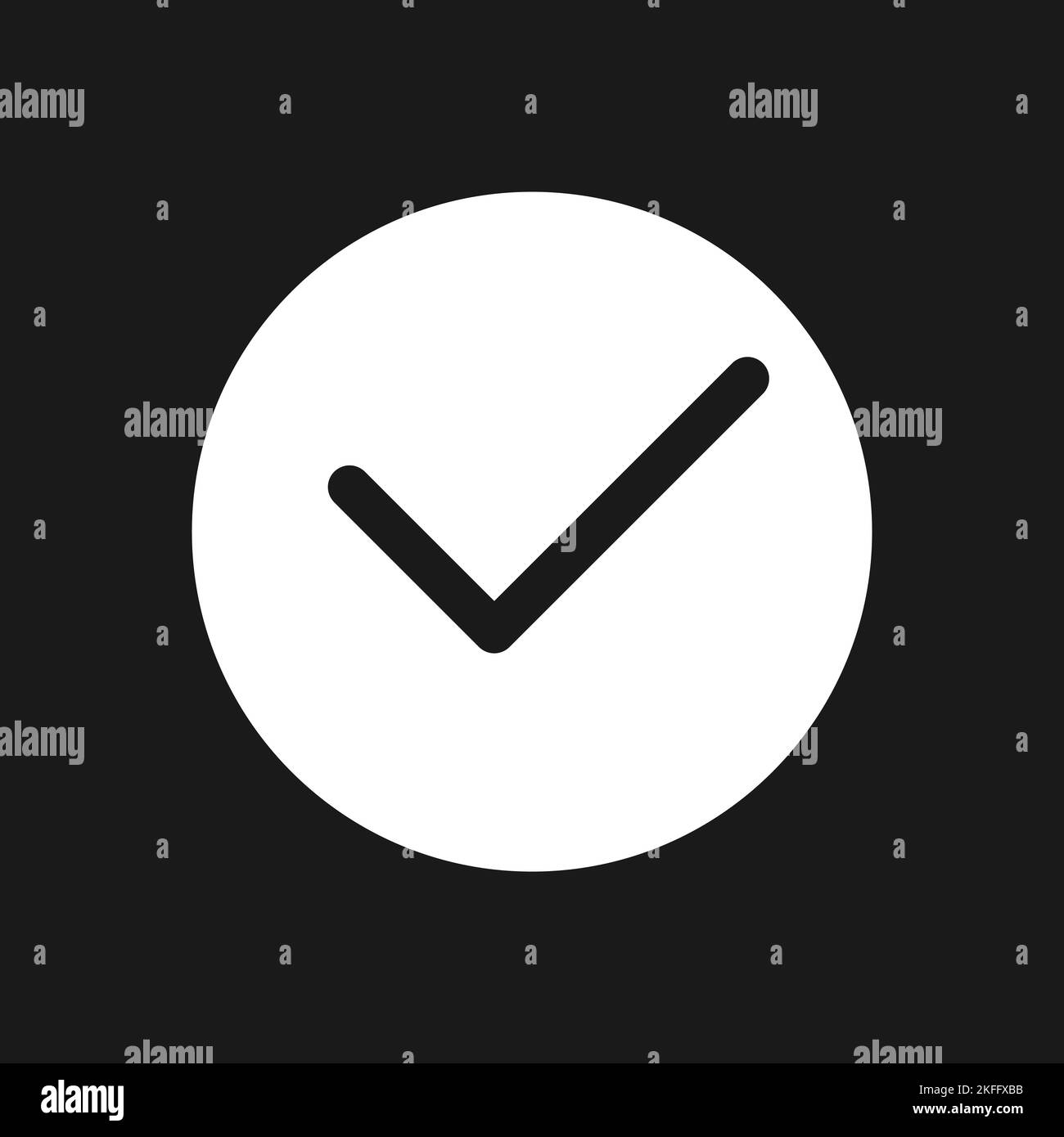 Tick in circle dark mode glyph ui icon Stock Vector