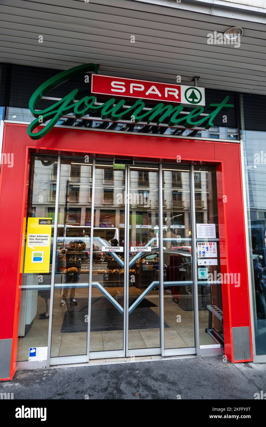 Vienna, Austria October 14, 2022 Entrance of a Spar Gourmet