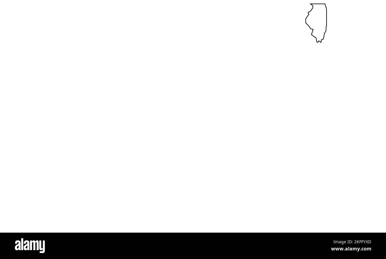 Illinois state of United States of America, USA. Simplified thick black outline map. Simple flat