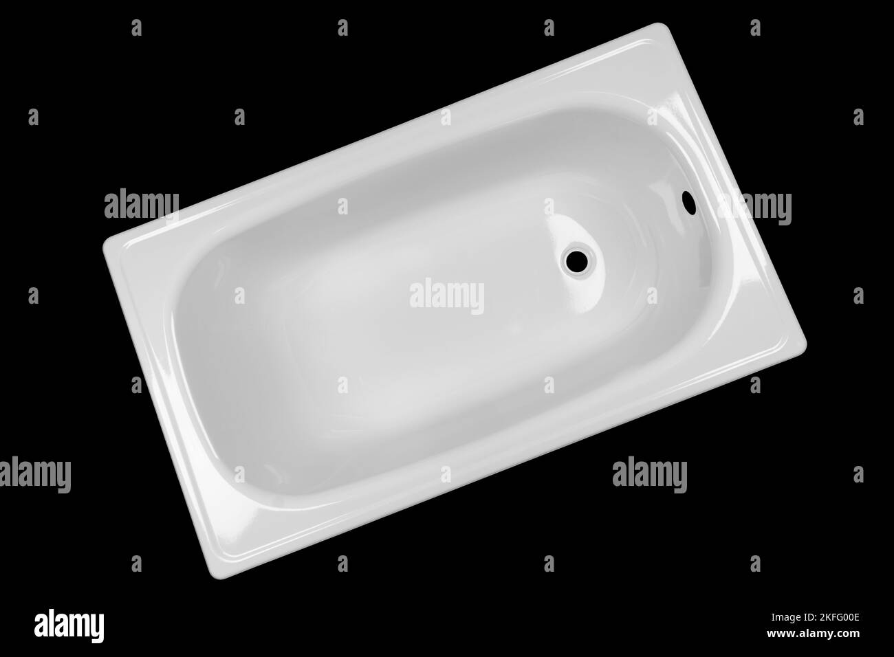 Bathtub isolated on black background. Empty bathtub isolated. White