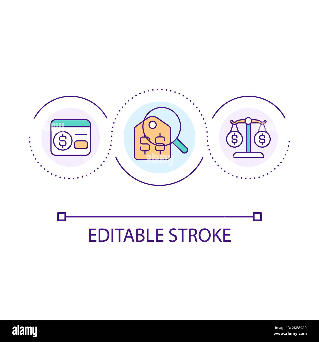 Equal pricing strategy loop concept icon Stock Vector