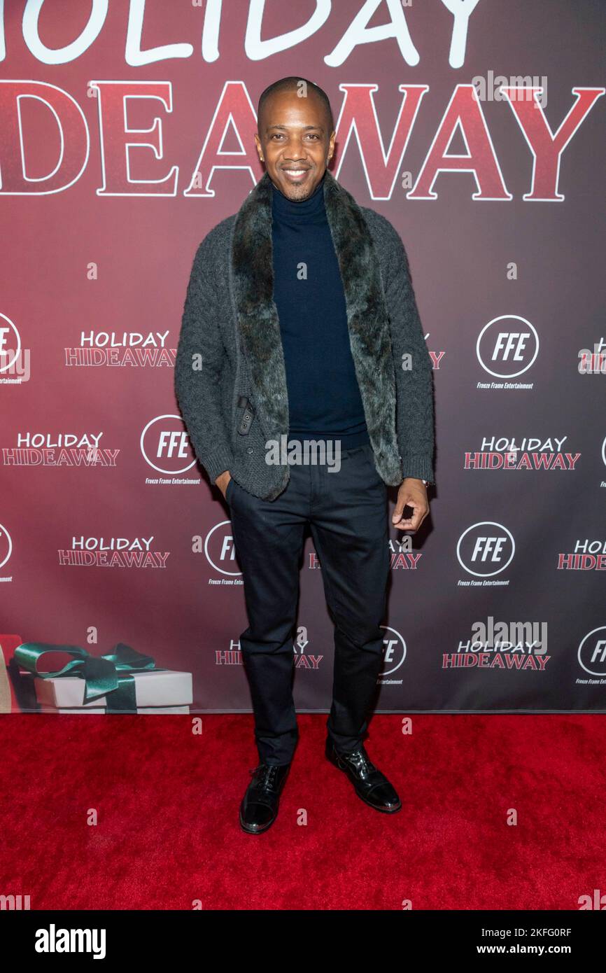 J. August Richards attends BET+ 'Holiday Hideaway' Los Angeles Premiere at Miracle Theater, Inglewood, CA on November 17, 2022 Stock Photo