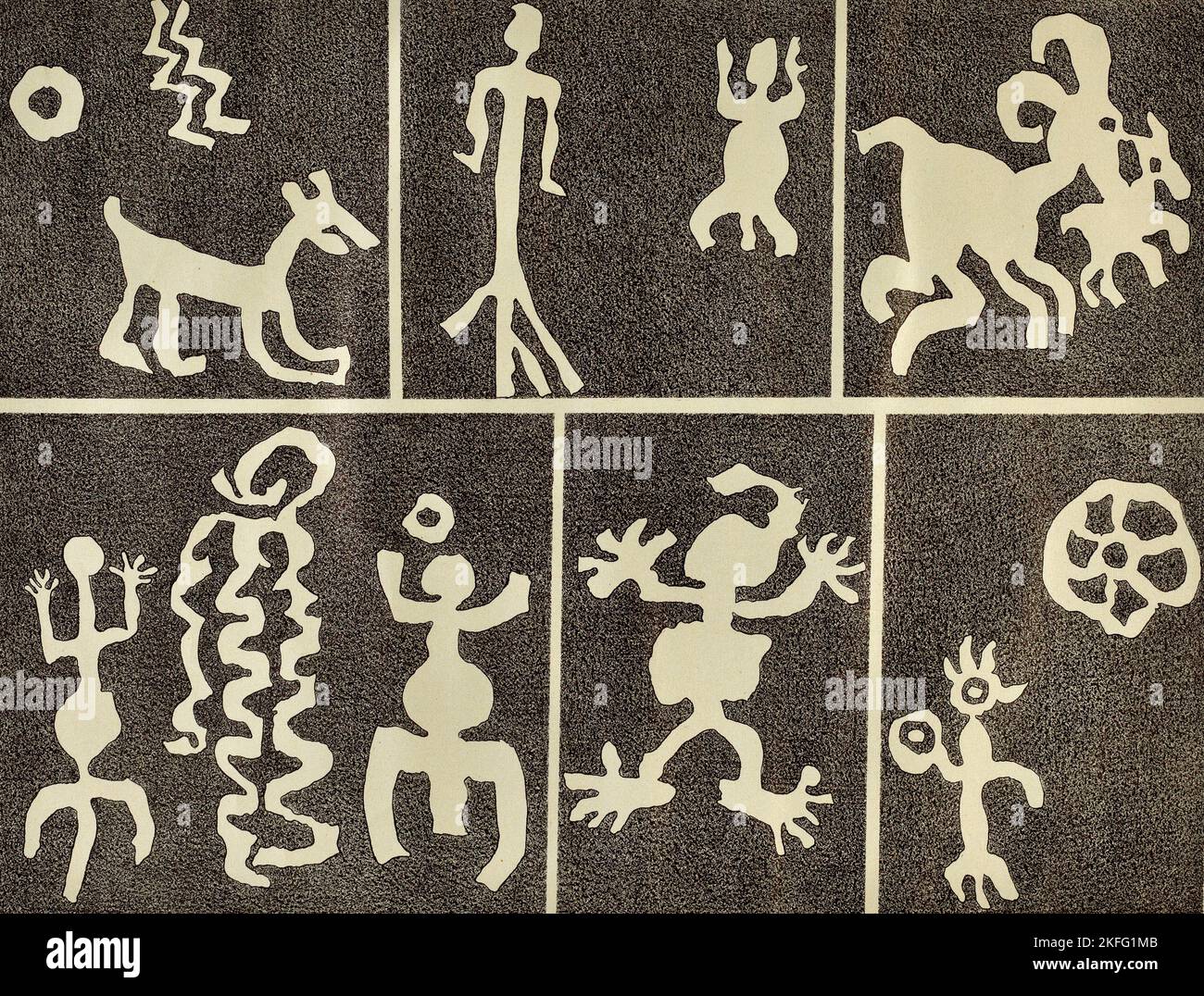 Lala Eve Rivol - Petroglyph Design, 1935-1942 - lithograph on paper, Stock Photo