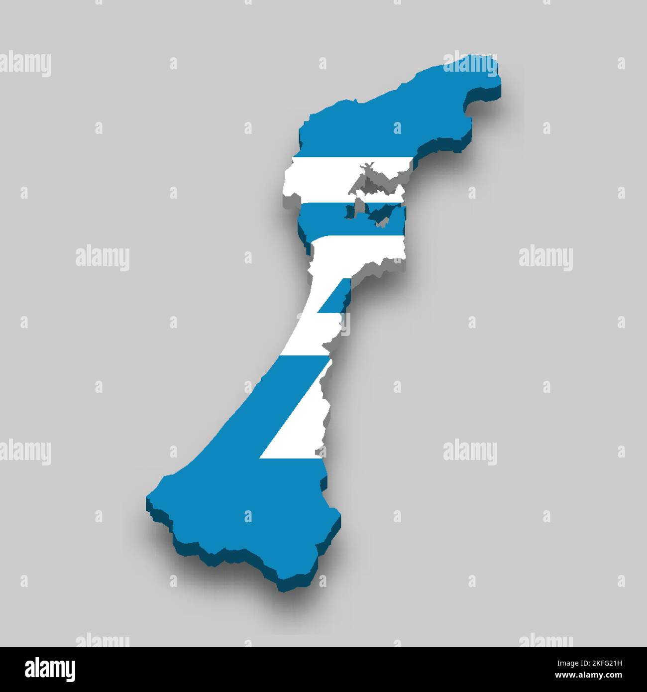 3d isometric Map of Ishikawa is a prefecture of Japan with national