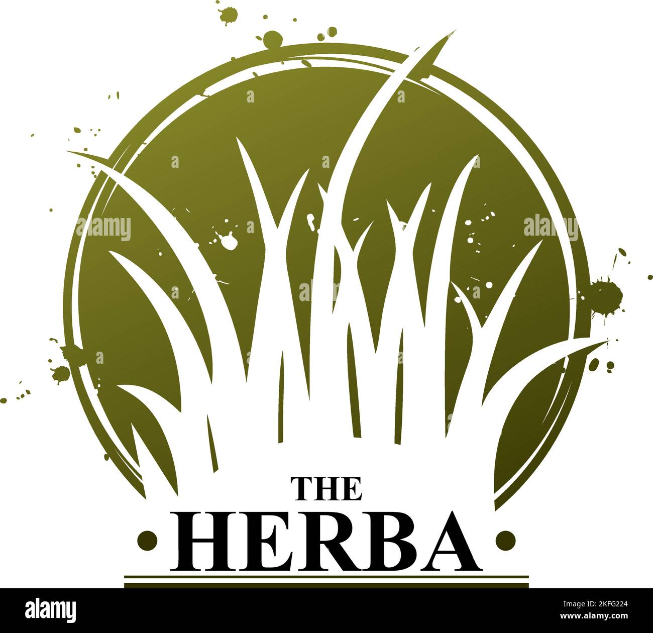green vector grass logo in circle Stock Vector