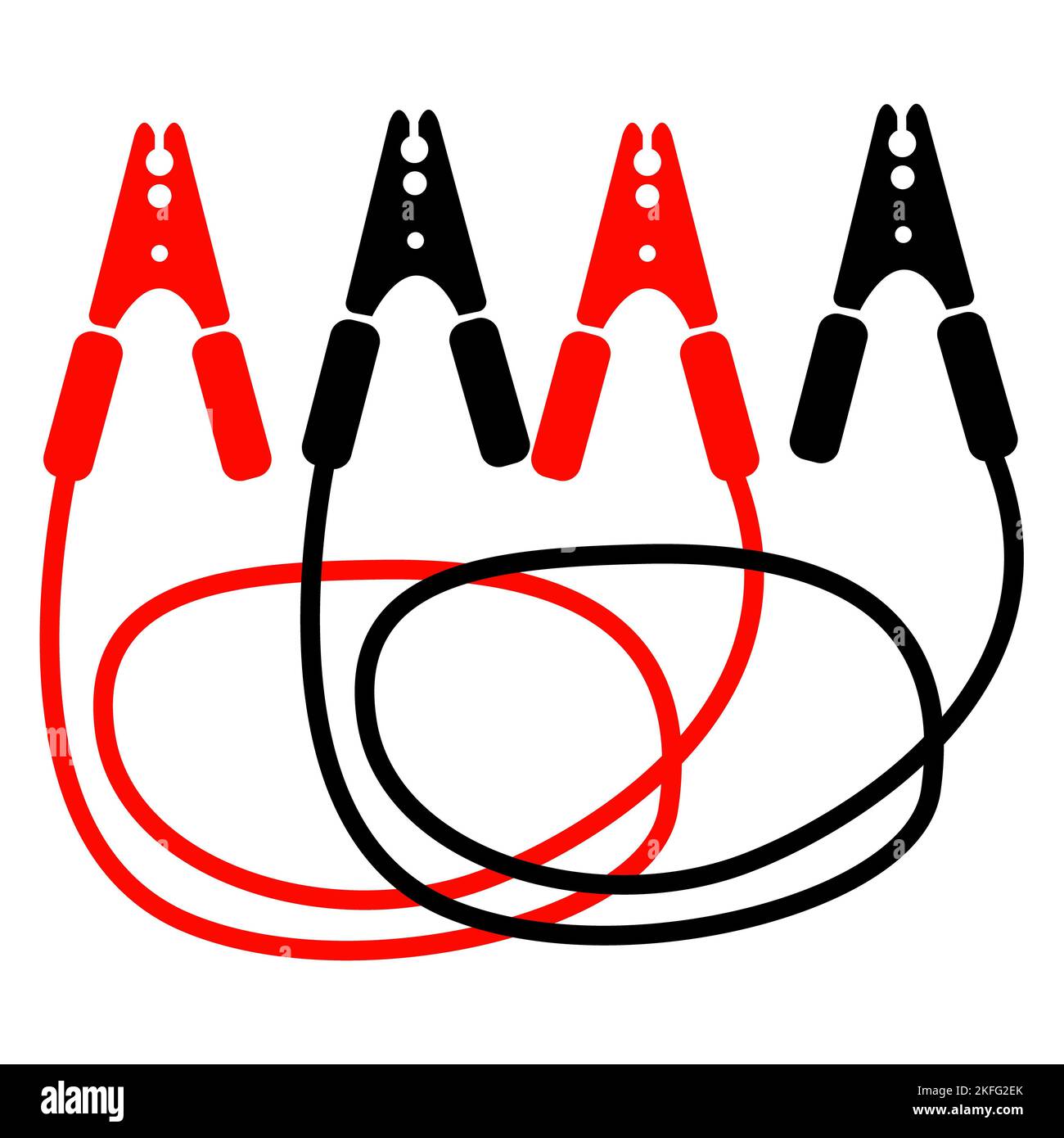 car battery jumper power on white background. Car battery jumper power