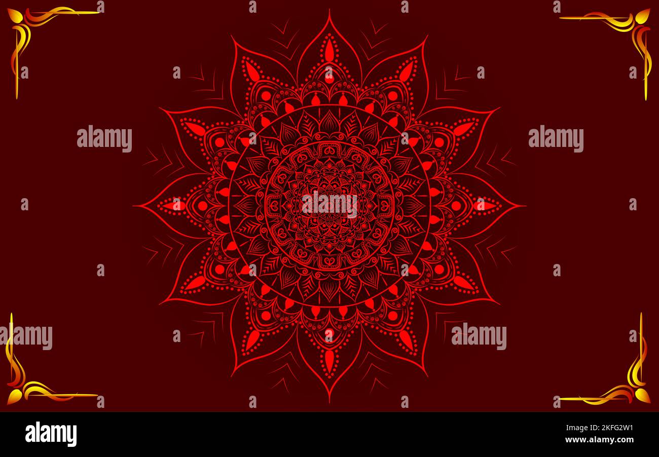 Beautiful floral pattern mandala art isolated on a red background ...