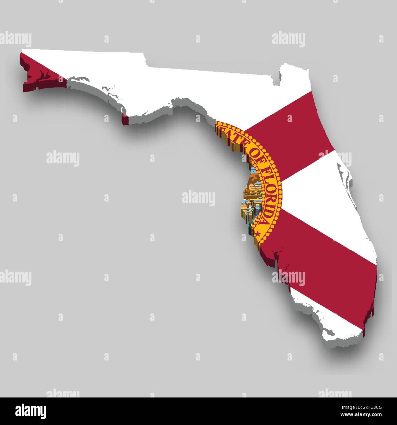 3d isometric Map of Florida is - 3d Isometric Map Of Florida Is A State Of United States With National Flag 2KFG3CG 