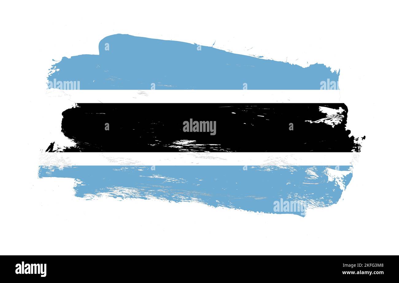 Stroke brush painted distressed flag of botswana on white background ...