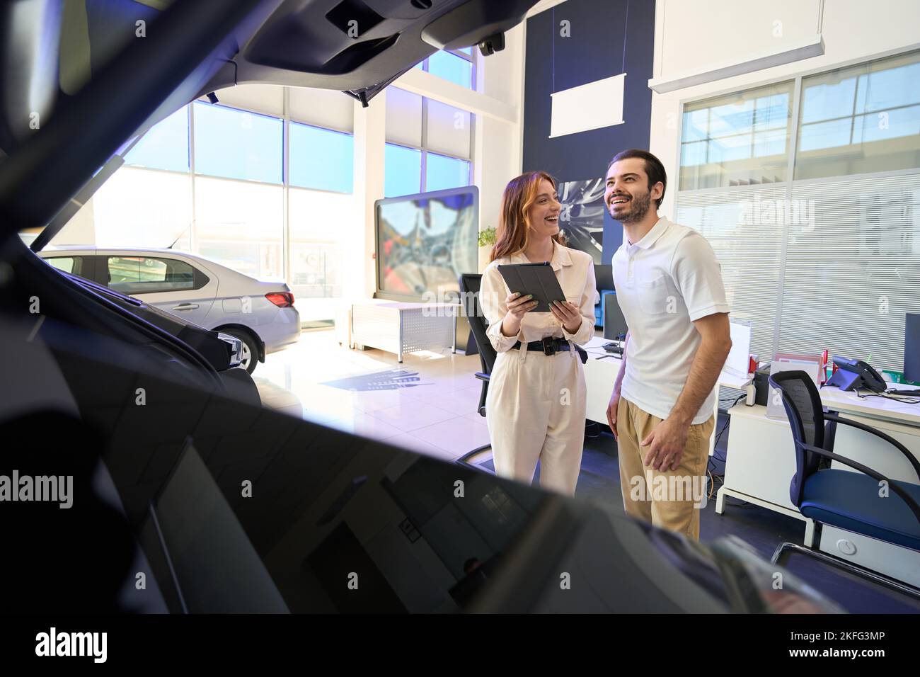 Salesperson and customer computer hires stock photography and images