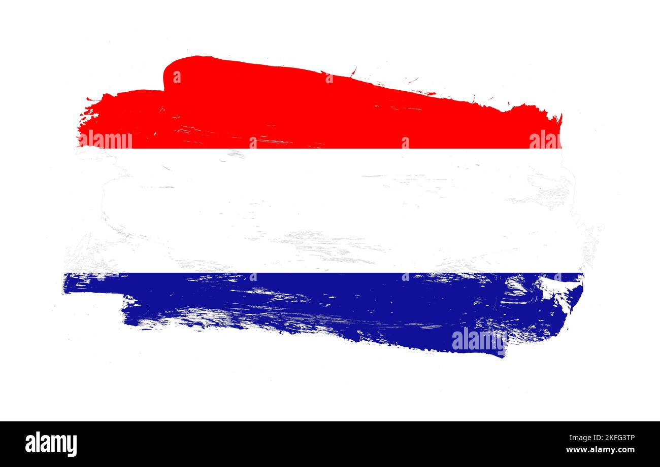 Stroke brush painted distressed flag of croatia on white background Stock Photo