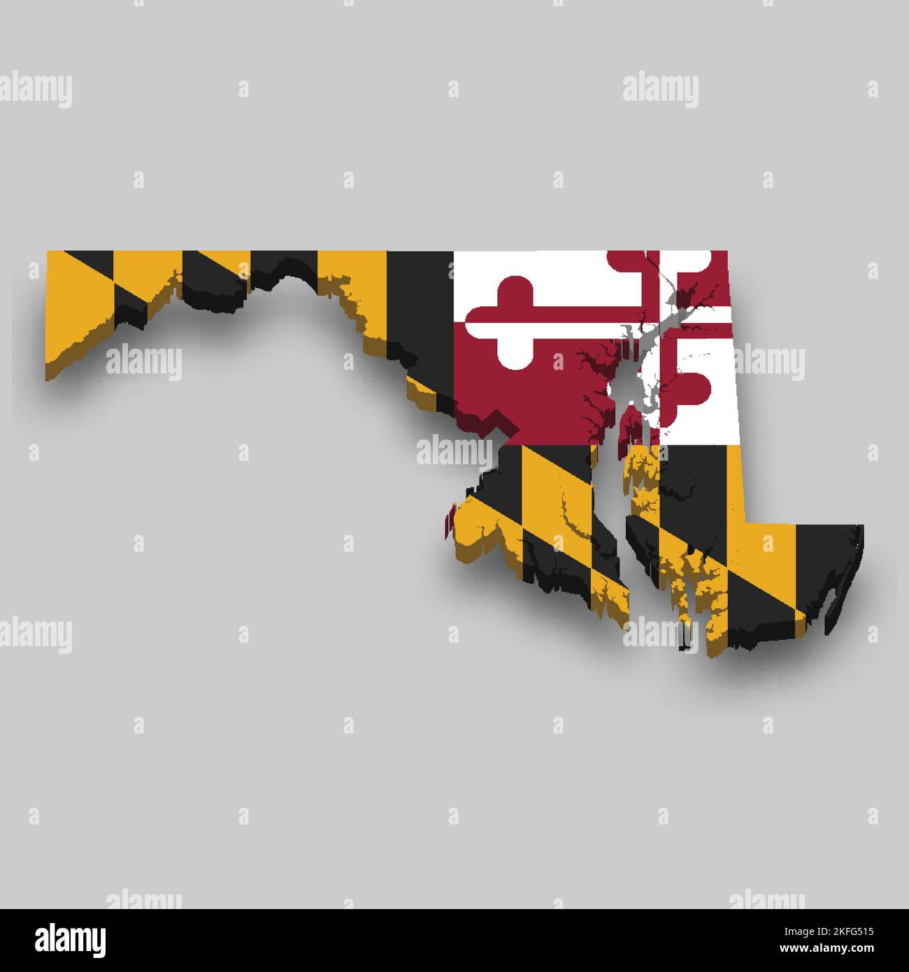 3d isometric Map of Maryland is a state of United States with national ...