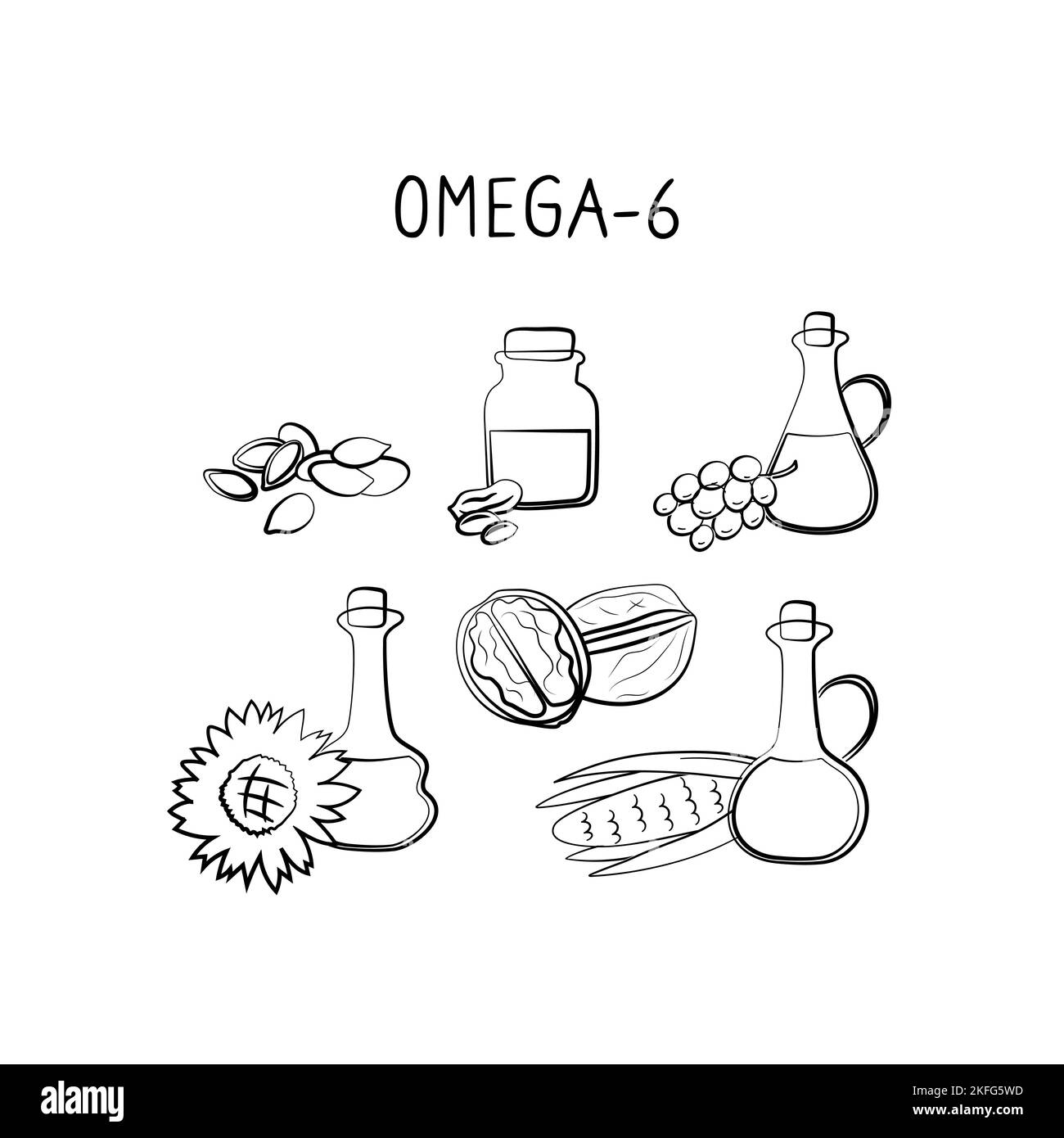 Omega6containing food. Groups of healthy products containing vitamins