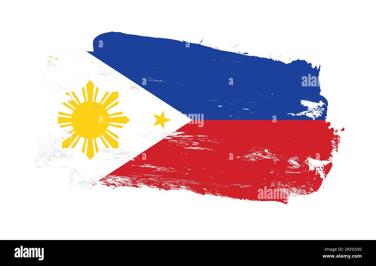 Stroke brush painted distressed flag of philippines on white background Stock Photo