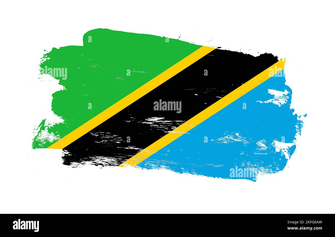Stroke brush painted distressed flag of tanzania on white background ...