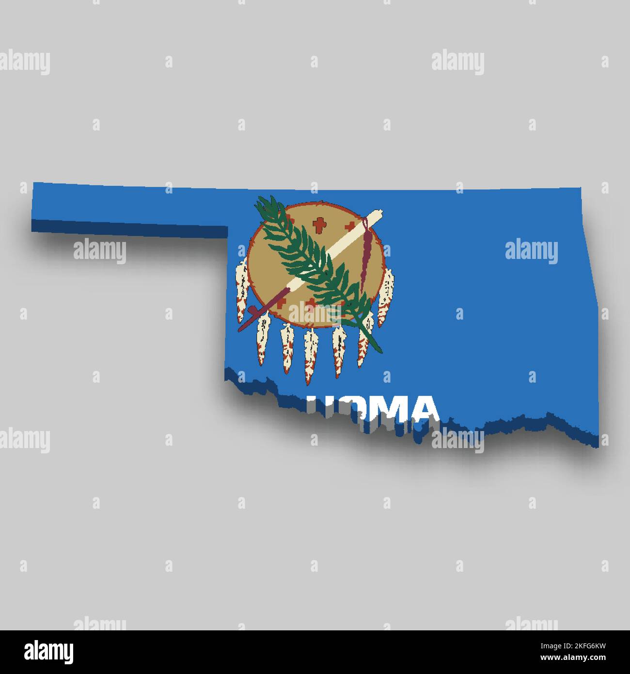 3d isometric Map of Oklahoma is a state of United States with national ...