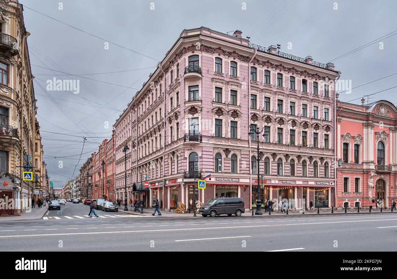 Former House of Grand Prince Sergei Alexandrovich on Nevsky Prospekt, 1825, architectural style Eclectic, landmark: St. Petersburg, Russia - October 0 Stock Photo