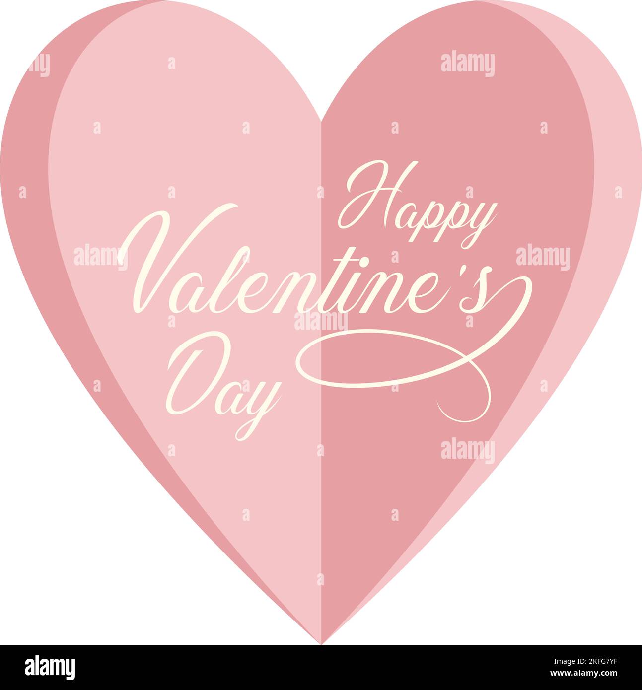 Happy Valentines Day Vector lettering with pink Heart. White back ...