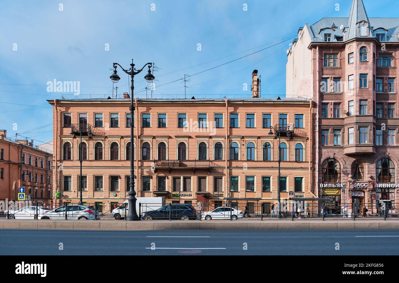 A view of the old former profitable house on Ligovsky Prospekt, built in the Eclecticism style in 1873, landmark: St. Petersburg, Russia - October 08, Stock Photo