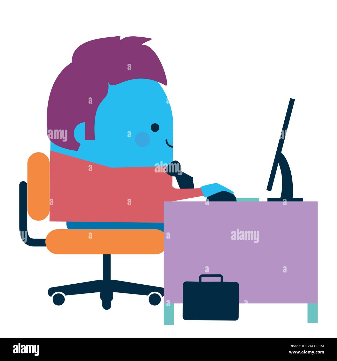 Illustration of a happy businessman working - business and working design theme Stock Photo